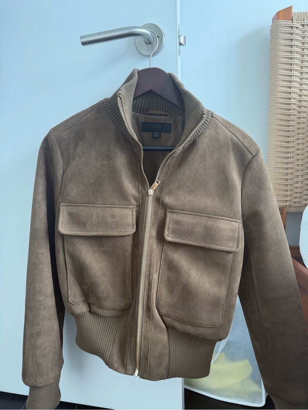 Zara suede bomber jacket with pockets- great condition